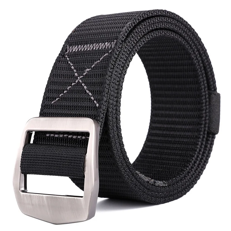 

New Quick-drying Nylon Smooth Buckle Belt Man Fashion Alloy Square Buckle Belts Male Sport Outdoor Jeans Waistband 2021