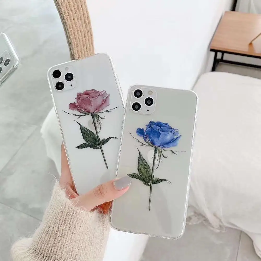 Чехол для телефона с розами iPhone 11 Pro Max X XS XR 6 7 8 Plus мягкий прозрачный чехол из ТПУ