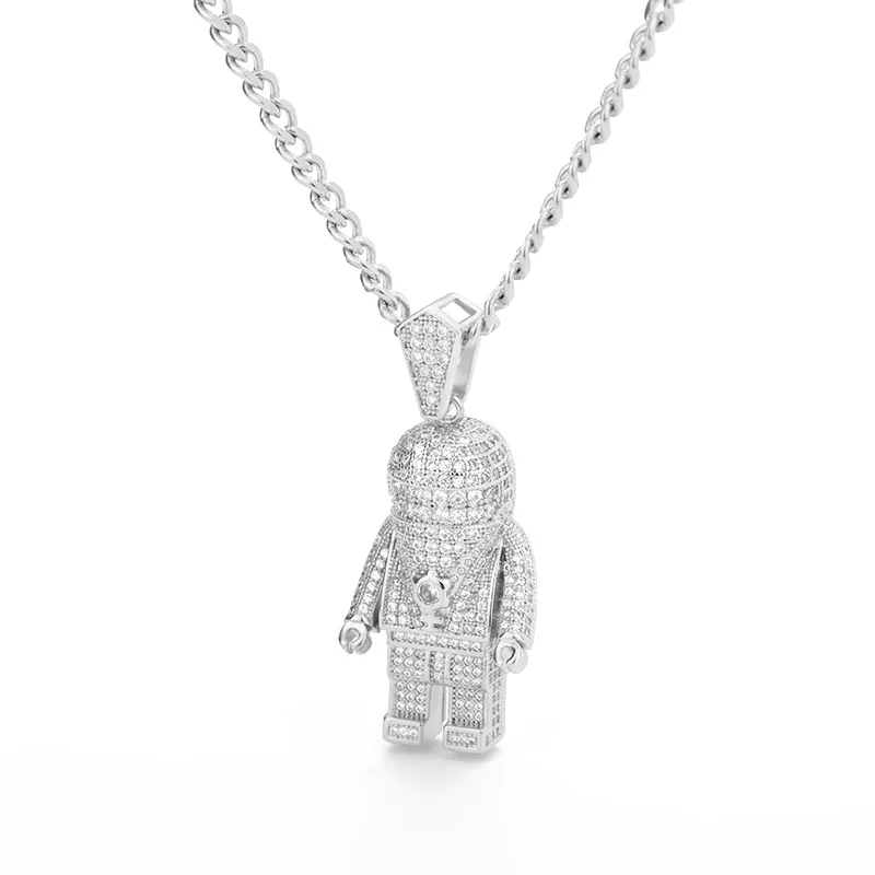 

Stainess Steel Full Of Zircon Astronaut Pendant Necklace Christmas Gift To Boyfriend Crytal Zircon Gold Silver Plated Pendant