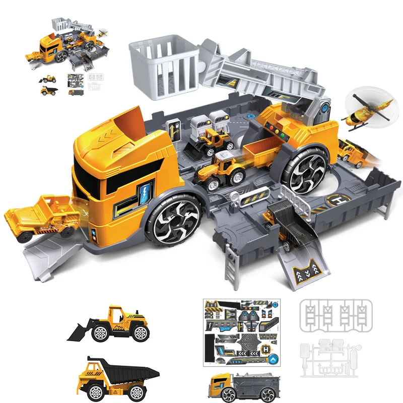 

Инженерные автомобили, грузовик-перевозчик, Детская модель автомобиля, игрушечный набор, инерционная игрушка, имитация автомобиля для парк...