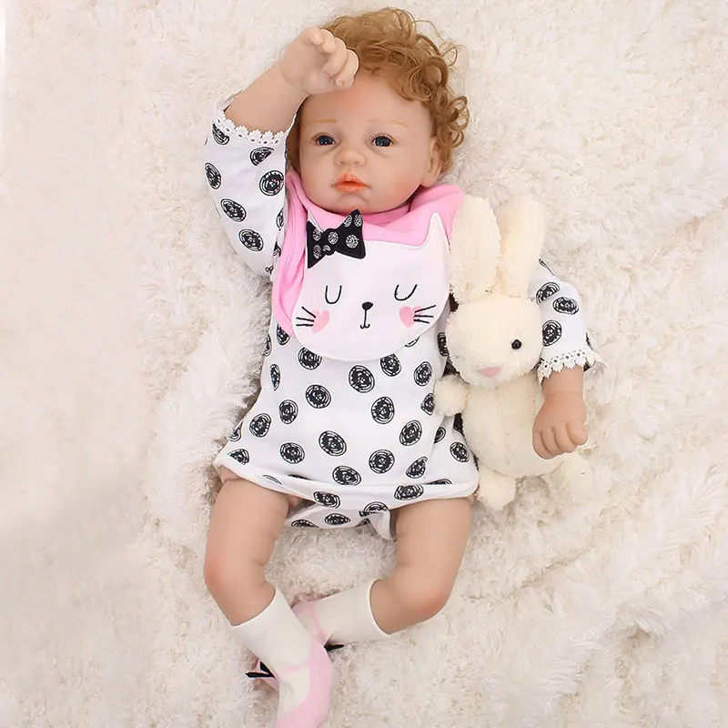 53 см Reborn Baby Dolls FDA Мягкий силикон кукла для новорожденных виниловые игрушки куклы для девочек вьющиеся волосы детские куклы дети мама Playmates