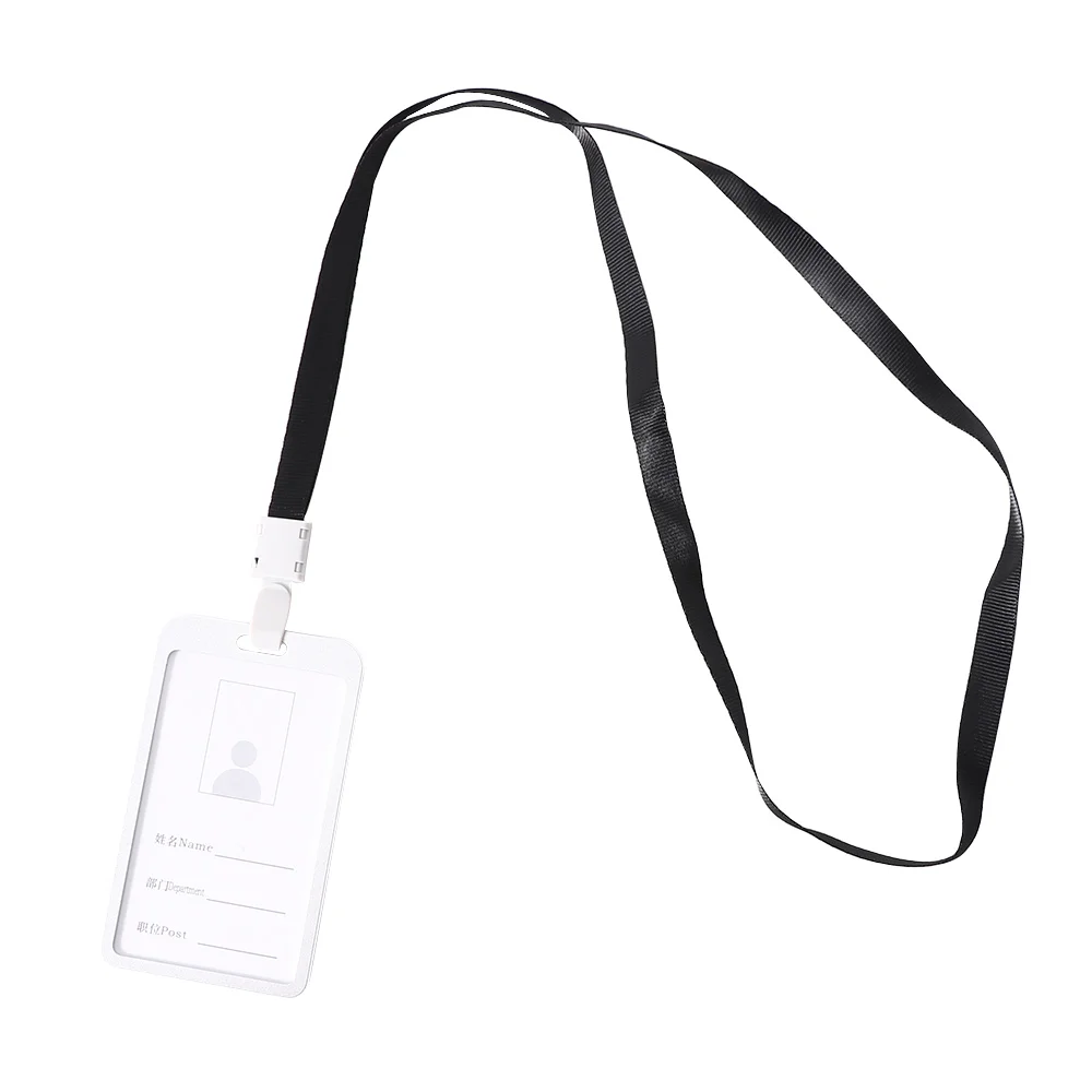 

1 PC Metal ID Badge Card Holder Business Security Pass Tag Holder with Lanyard Office Company Supplies Work Bus Card Holder