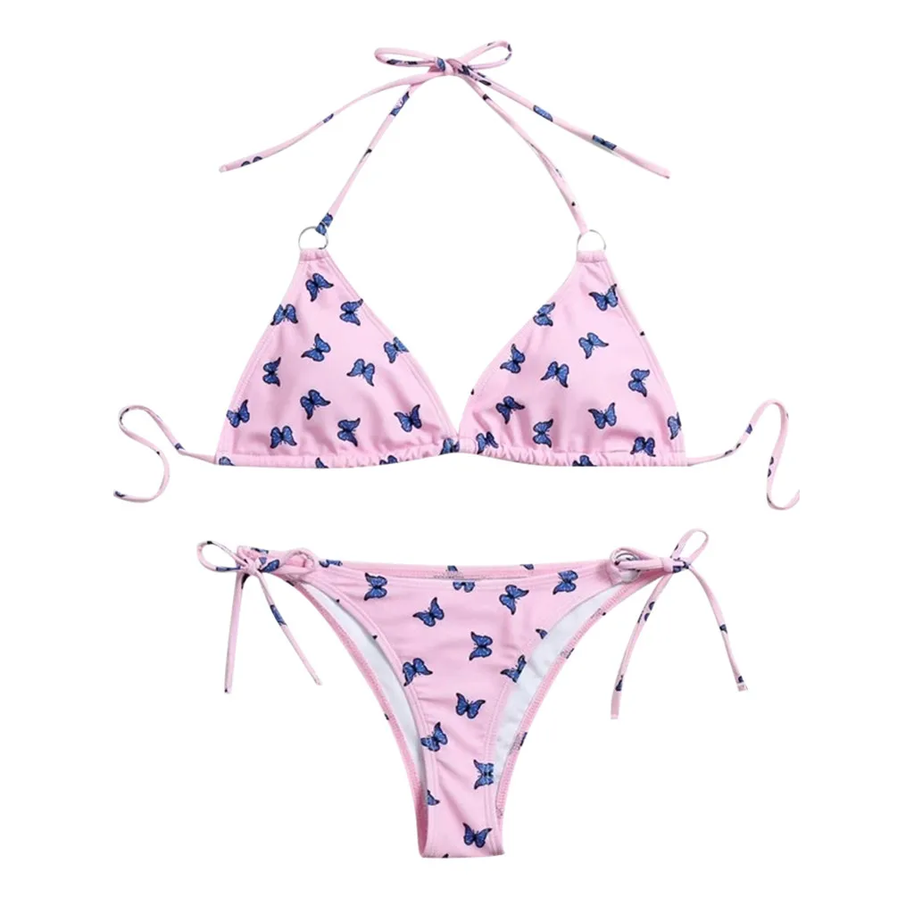 Сексуальное бикини с рюшами женский купальник цветочным принтом пуш-ап на