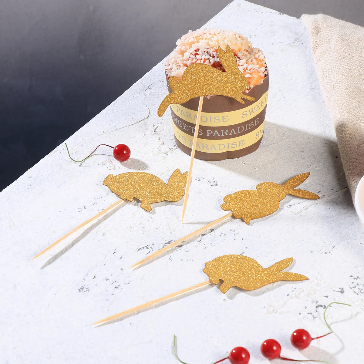 

48 шт., блестящие топперы для торта в виде кролика