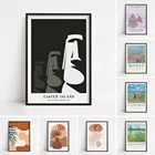 Moai на пасхальном острове чили черный белый Бохо художественный принт для спальни домашний декор