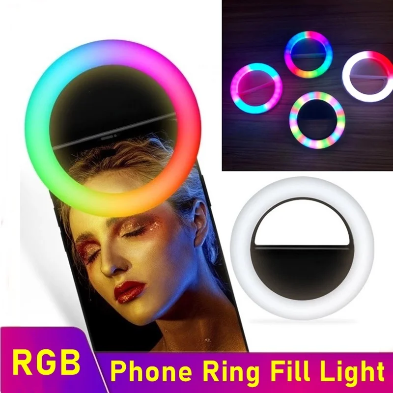 

Tongdaytech RGB LED Fill Light Dimmable Color Phone Selfie Ring Lamp Photo For Youtube Makeup Video Live Aro De Luz Para Celular