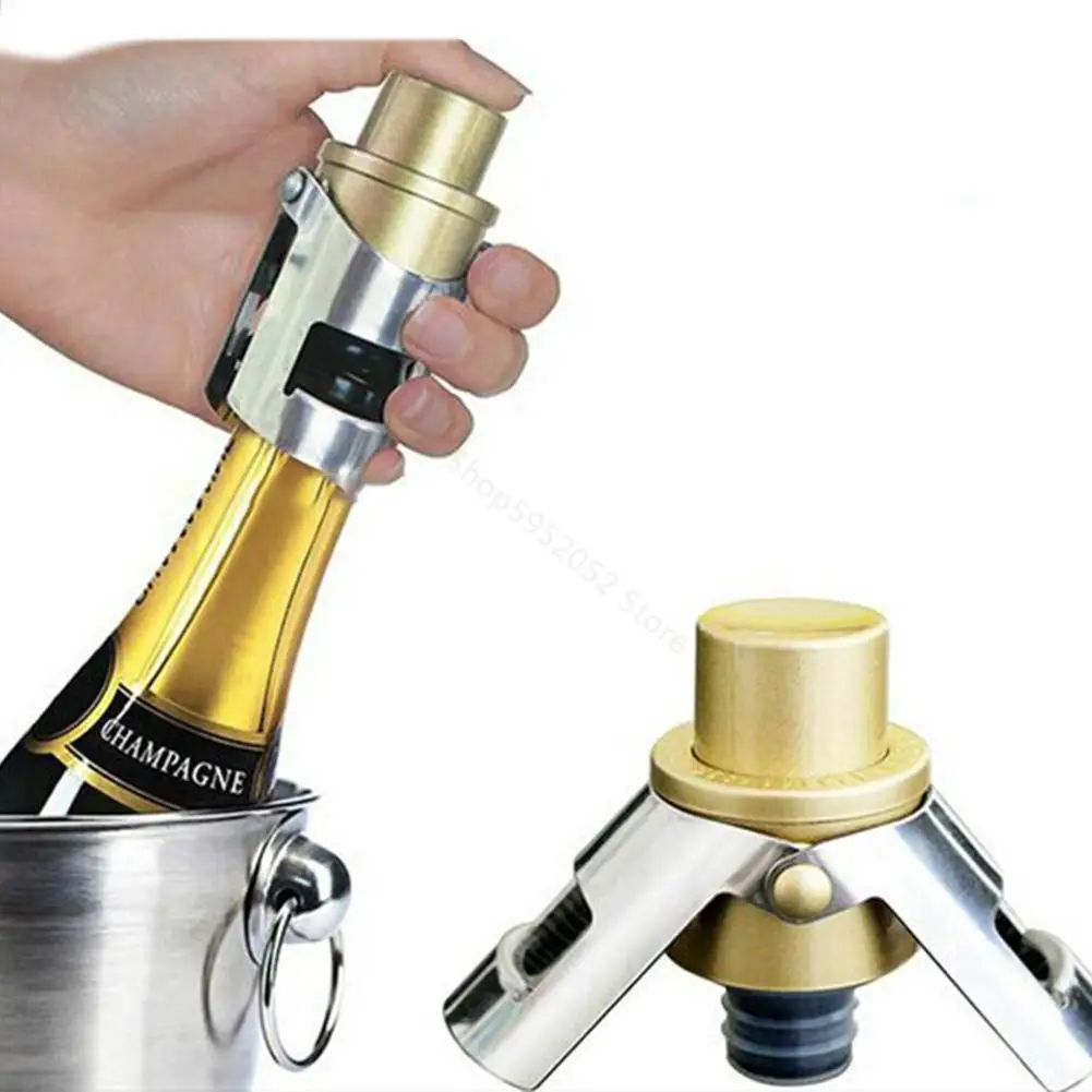 

Stainless Steel Stopper Cork Sparkling Wine Bottle Plug Sealer Push-type Inflatable Plug Cap Bottle opener
