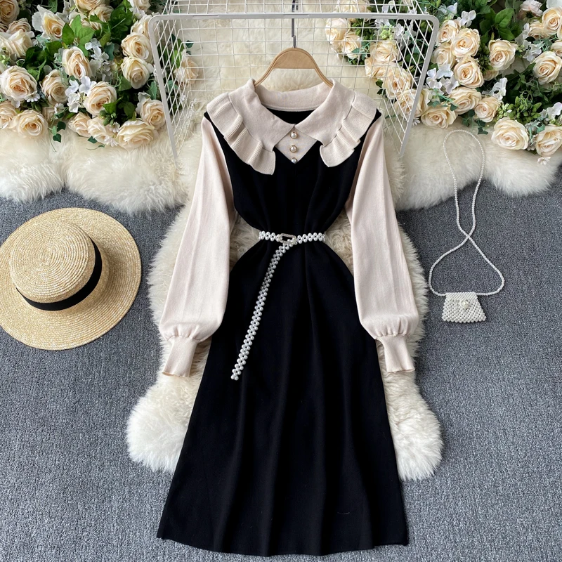 Ветра платье Женский Весна 2021 новый дизайн чувство хан издание вязание на юбке