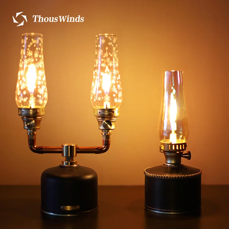 Thous Winds Gas Lantern Outdoor Tent Lamp 18 Patterns Glass Lampshade Atmosphere Spark Light Lighting Camping Supplies TW2860