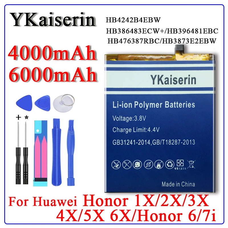 Аккумулятор ykaisin для Huawei Honor X1 3X 4X 5X 6X 6 7i G7 G9 Plus G10 G8 G8X Maimang 4 5 6C 6A 7 7A 7S 8 Shot X G750