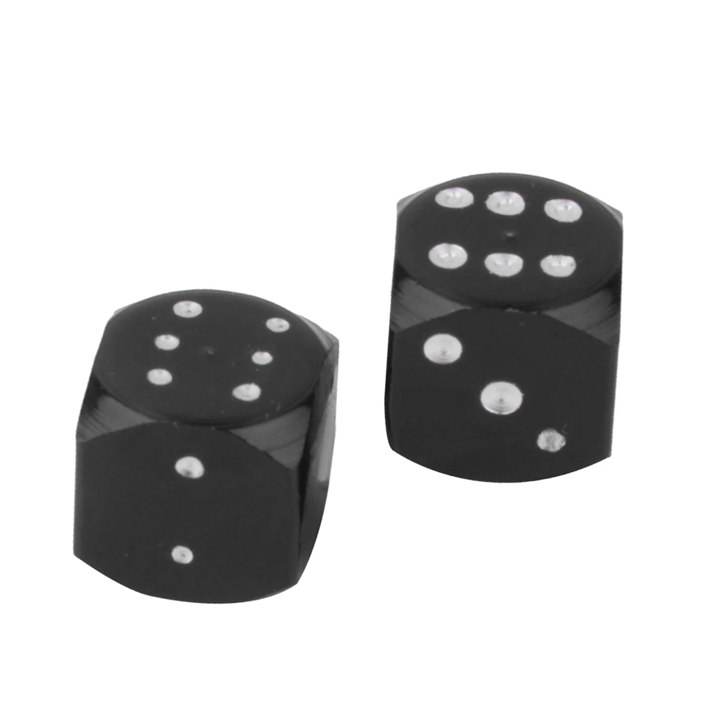 

2x черные игральные кости, колеса, шина, клапан, стебли, пылезащитный кожух для автомобиля грузовика мотоцикла