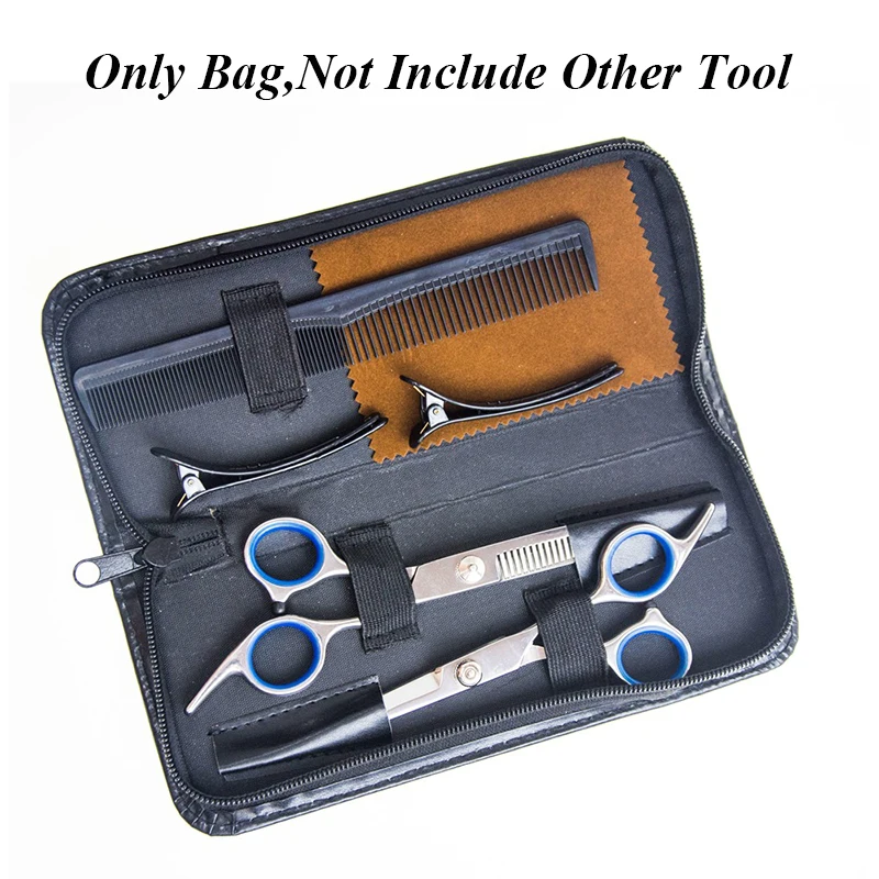 

Professional Salon Black Scissors Zipper Bag Portable Barber Pouch Kit Haircut Storage PU Leather Hairstyling Case Salon Tool