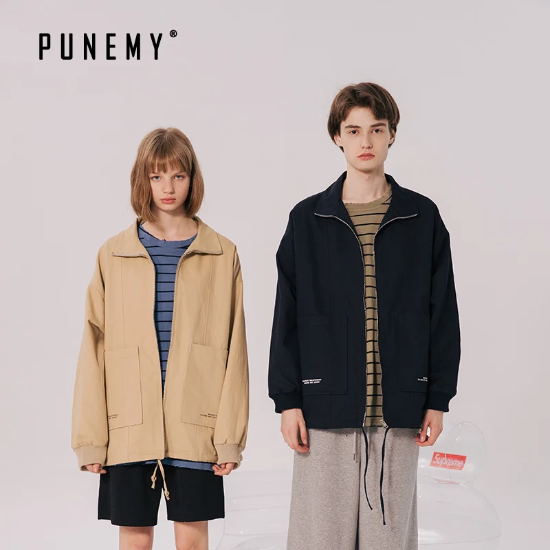 Ретро Уличная Мужская тренерская куртка пальто хип-хоп Харадзюку на молнии из