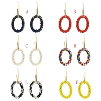 fashion colorful acrylic beads earrings big circle round alloy drop earrings for women bohemian statement jewelry gifts