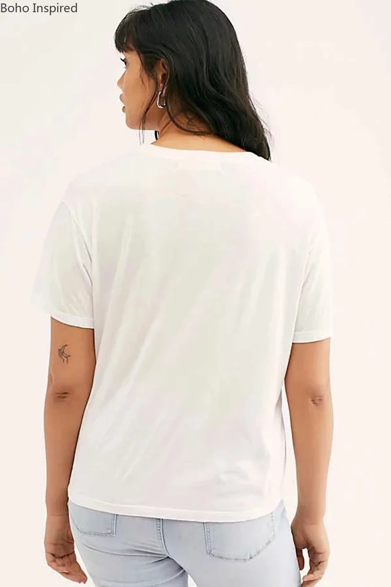 Богемный Вдохновленный кантри роуд Футболка женская белая хлопковая с графикой