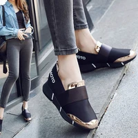 new women femine slip on casual thicken soft soled plimsolls moccasin zapatillas flat lazy leisure flattie shoes black sneakers