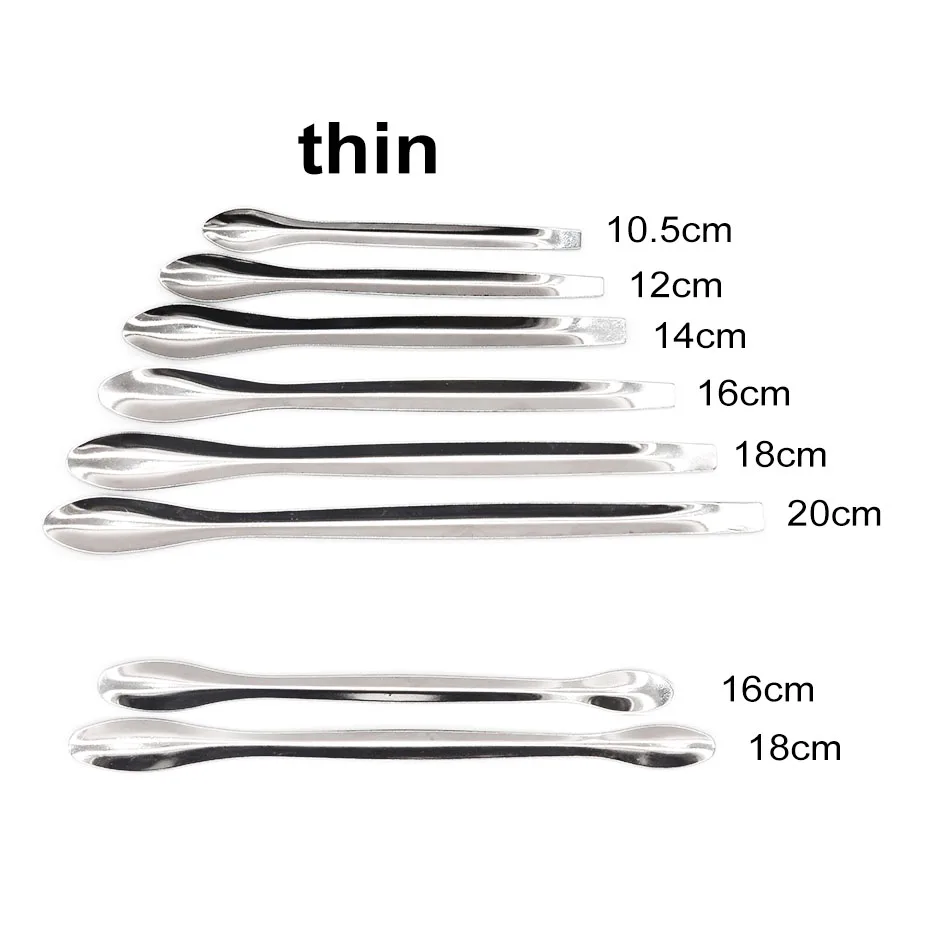 Metal Steel Flat Single Head Double Head 16cm 18cm 20cm 22cm 26cm 30cm Thick Steel Metal Spoon Medicine Powder Spoons