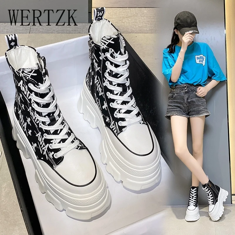 Кроссовки женские высокие на платформе дышащие холщовые кеды модная обувь для