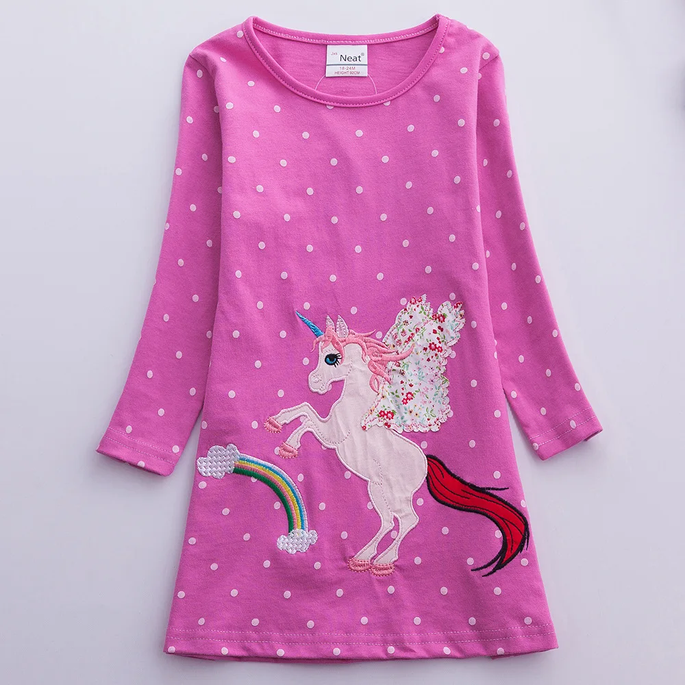 Хлопковое платье для девочек праздничное принцессы с единорогом маленьких