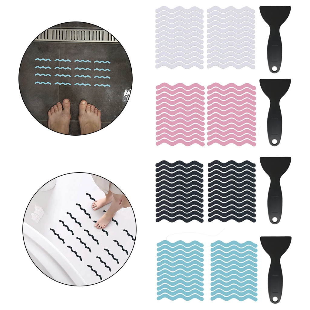 

24 Pieces Bath Tape Non Slip Safety & Shovel Bathtub Steps Indoors Outdoors