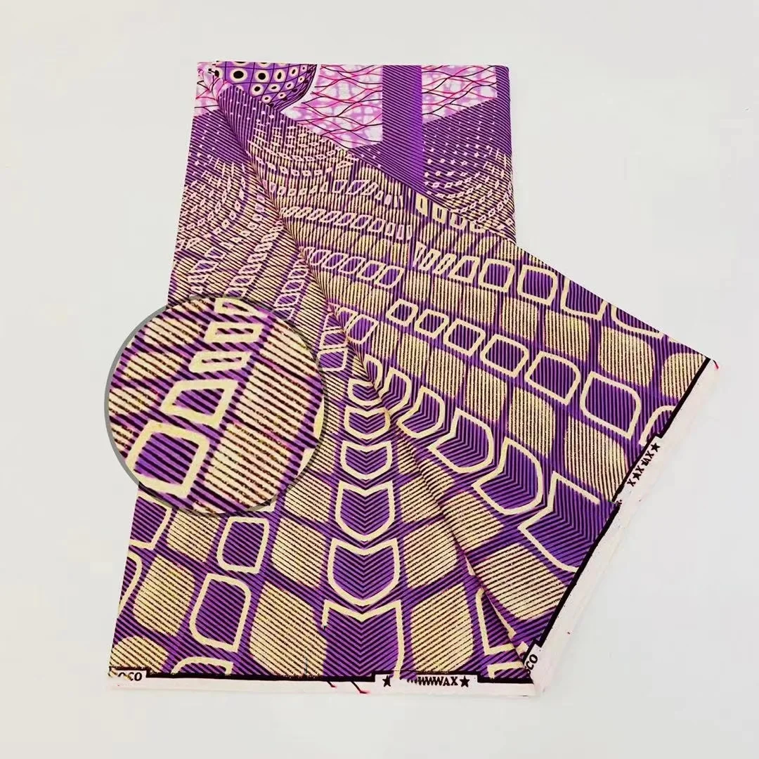 

Настоящий оригинальный воск, ткань с принтом Анкары, Золотая парчовая ткань на метр, настоящий мягкий материал для платья в африканском сти...