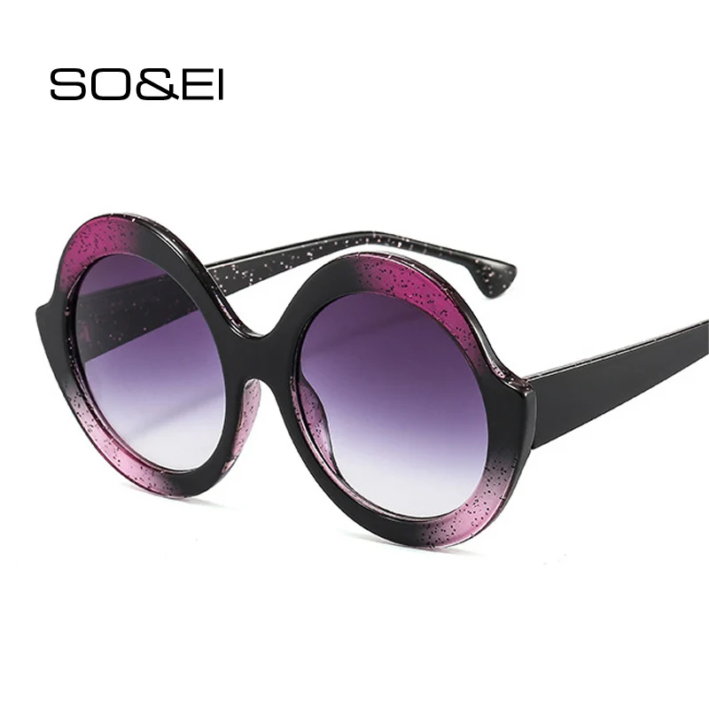 

Модные блестящие круглые контрастные цветные роскошные солнцезащитные очки SO & EI для женщин в стиле ретро трендовые градиентные очки мужск...