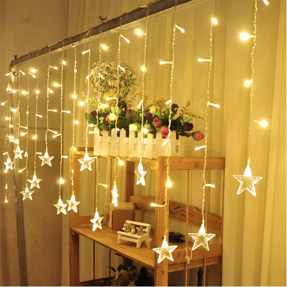 Светодиодная гирсветильник 96 м/216 м s Fairy Star/шторы со снежинками светильник