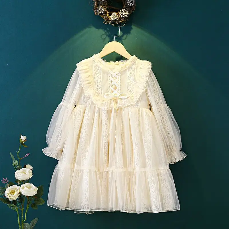 

Baby Girls Dress For Wedding Party Dresses Kids Princess Dress Lantern Sleeve Lace Children Girls Clothing Ball Gown 4-9Y
