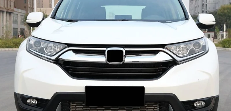 Carbon fiber look gloss black Front Bumper Grill Strip Trim Cover bars for Honda CRV CR-V CRV Tail door trim