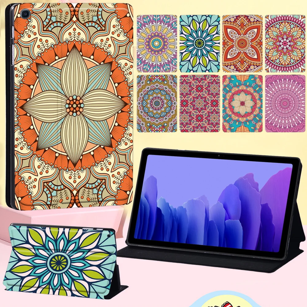 

Case for Samsung Galaxy Tab A7 10.4 2020 SM-T500 SM-T505 Mandala Pattern Leather Stand Flip Tablet Cover Case + Free Stylus