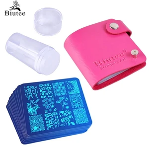 Biutee 12 шт. ногтей штамповки Таблички набор 12 ногтей маникюр Таблички + 1 Польский Стампер + 1 Скребки DIY Stamp шаблон ногтей инструмент Наборы