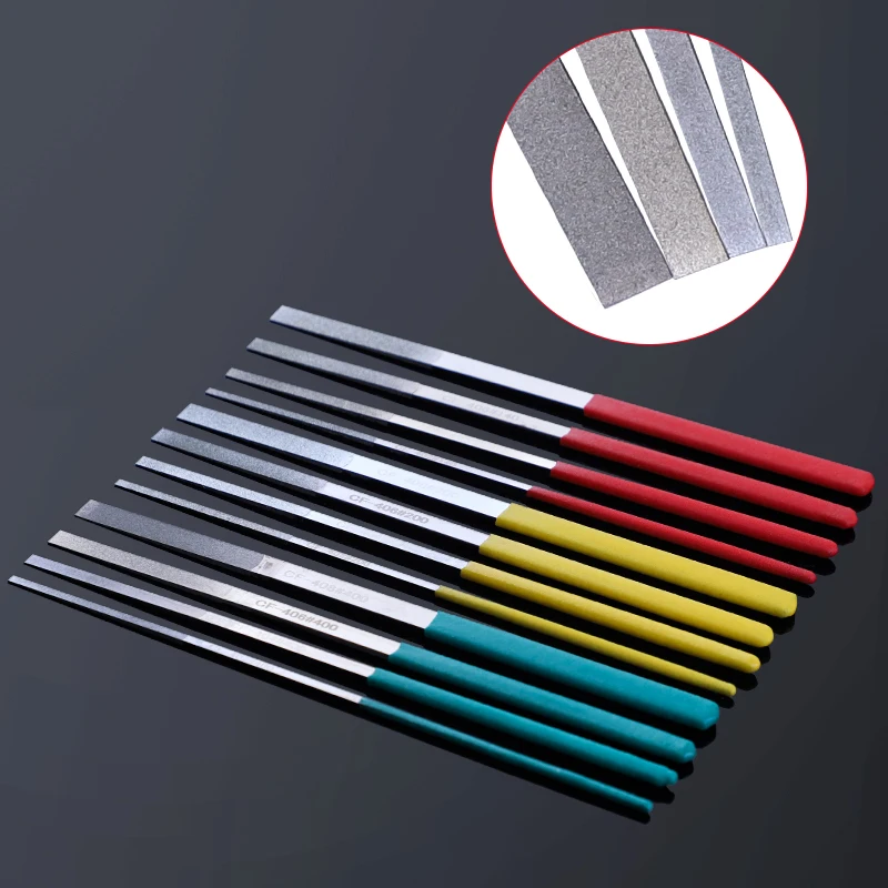 Алмазная игла набор Плоских напильников 180 мм 12 шт. металлические напильники для ювелирных изделий/керамики/резьбы по дереву инструменты для полировки и ремонта 140/200/400 Грит