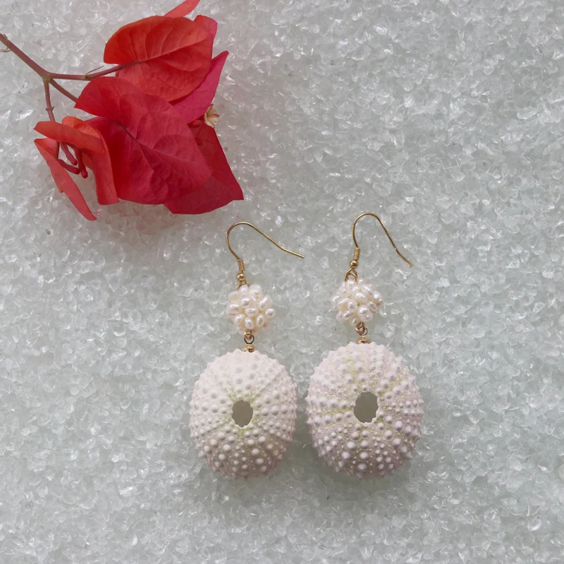 Бесплатная доставка (1 пара/лот) серьги ручной работы с жемчугом в форме морского