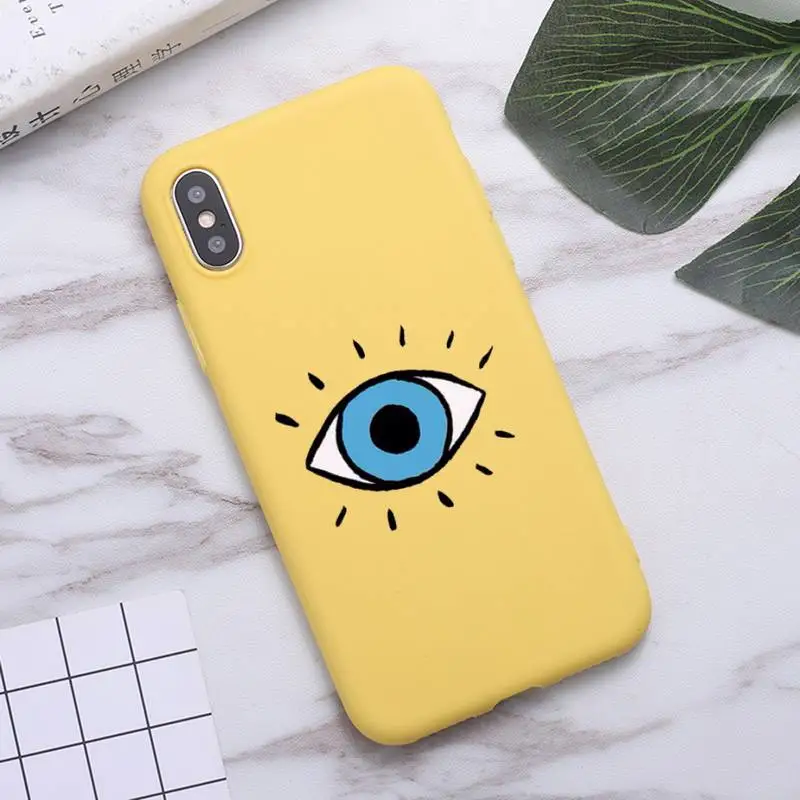 

Evil eye Mysterious Blue Totem Phone Case Candy Color for iPhone 6 7 8 11 12 s mini pro X XS XR MAX Plus