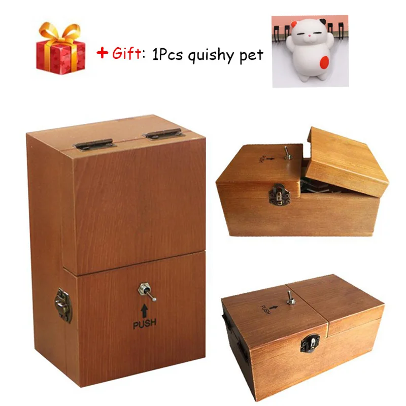 Assembled Funny Tricky Toys Turns Itself Off Useless Box Leave Me Alone Creative Machine Wood Box Geek Gifts or Desk Toys