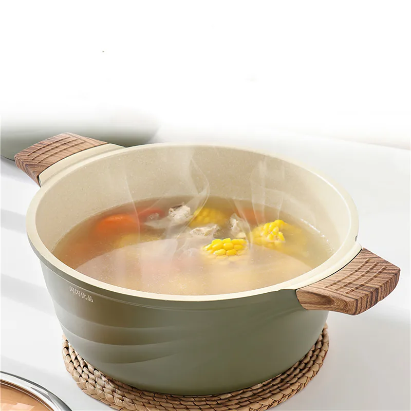 

Aluminum Alloy Soup Pot Nordic Creativity Green 28cm Multifunction Stew Nonstick Pan Cooking Utensils Home Kitchen Pot Cookware