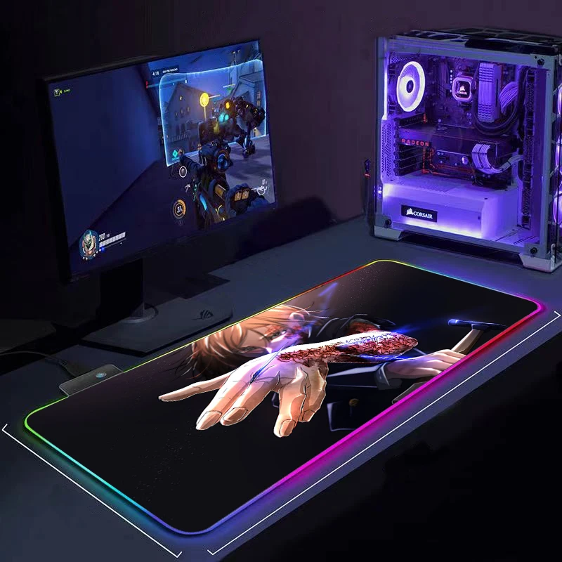 

Jujutsu Kaisen Mouse pad RGB Gaming Accessories Computer Large Mousepad Gamer Rubber Carpet With Backlit Play CS GO Desk Mat