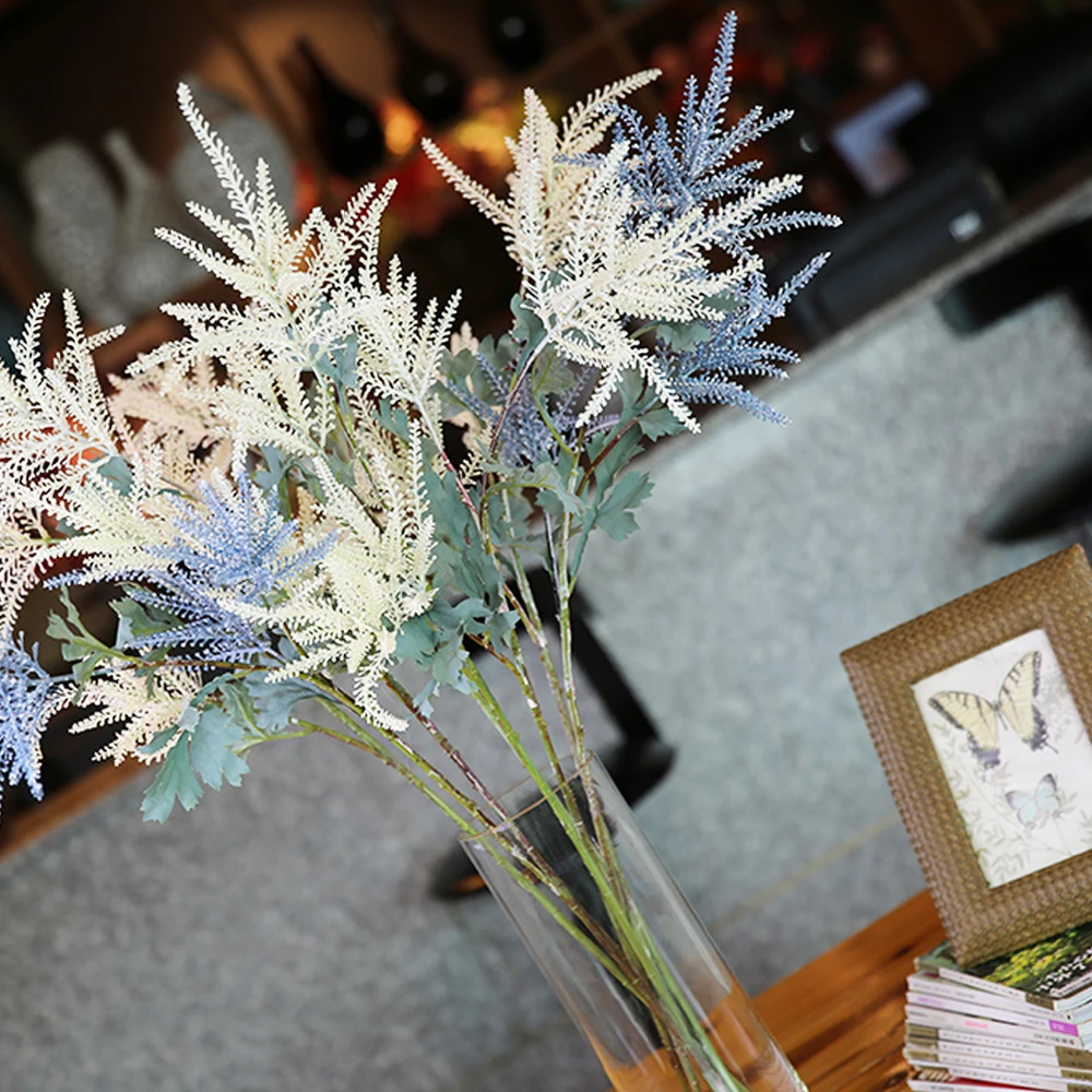 95cm fiori artificiali ramo lungo Astilbe 3 forchette ghirlanda di natale vaso per la decorazione domestica di nozze piantagione finta