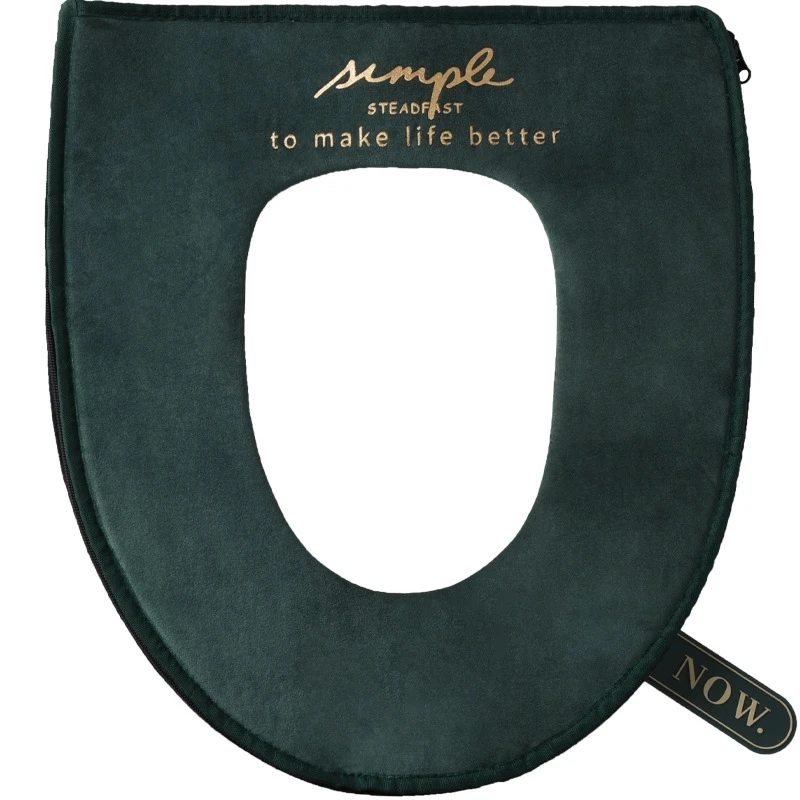 

Universal Winter Warm Velvet Toilet Seat Cover Bathroom Removable Zipper Type Washable Wc Thicken Seat Mat with Flip Lid Handle