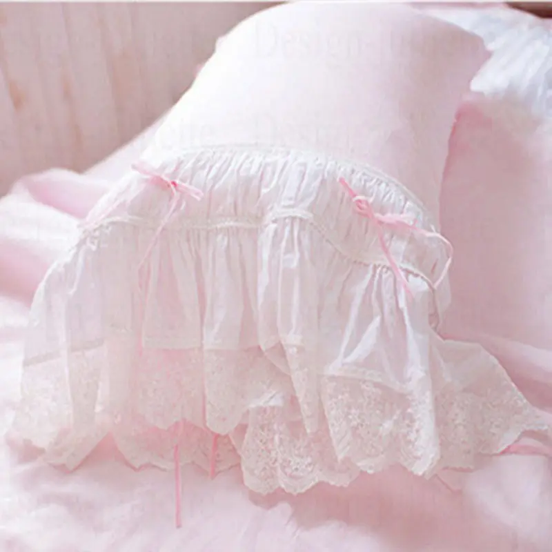 Лидер продаж 2 шт. кружевная наволочка розовая симпатичная с бантом романтичная