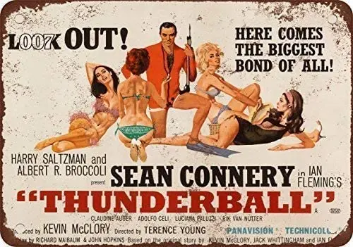 

TUbsnd жестяная вывеска винтажный алюминиевый модный 1965 Джеймс Бонд Thunderball винтажный внешний вид репродукция Металл 8x12 дюймов Металл
