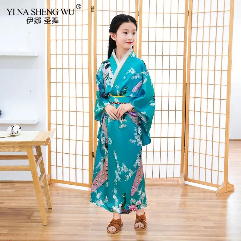 Новое Детское кимоно японский халат платье принцессы для девочек пижама с