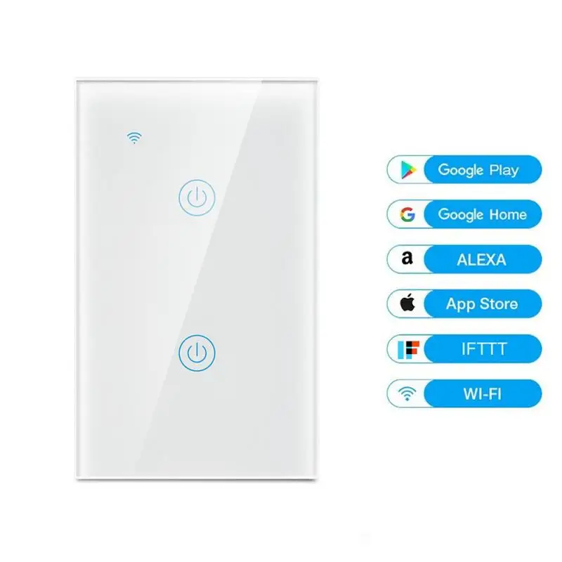 

10A 1/2/3/4 gang EWelink WiFi Smart Touch Switch AC100-250V Home Wall Button for Alexa and Google Home Assistant US Standard