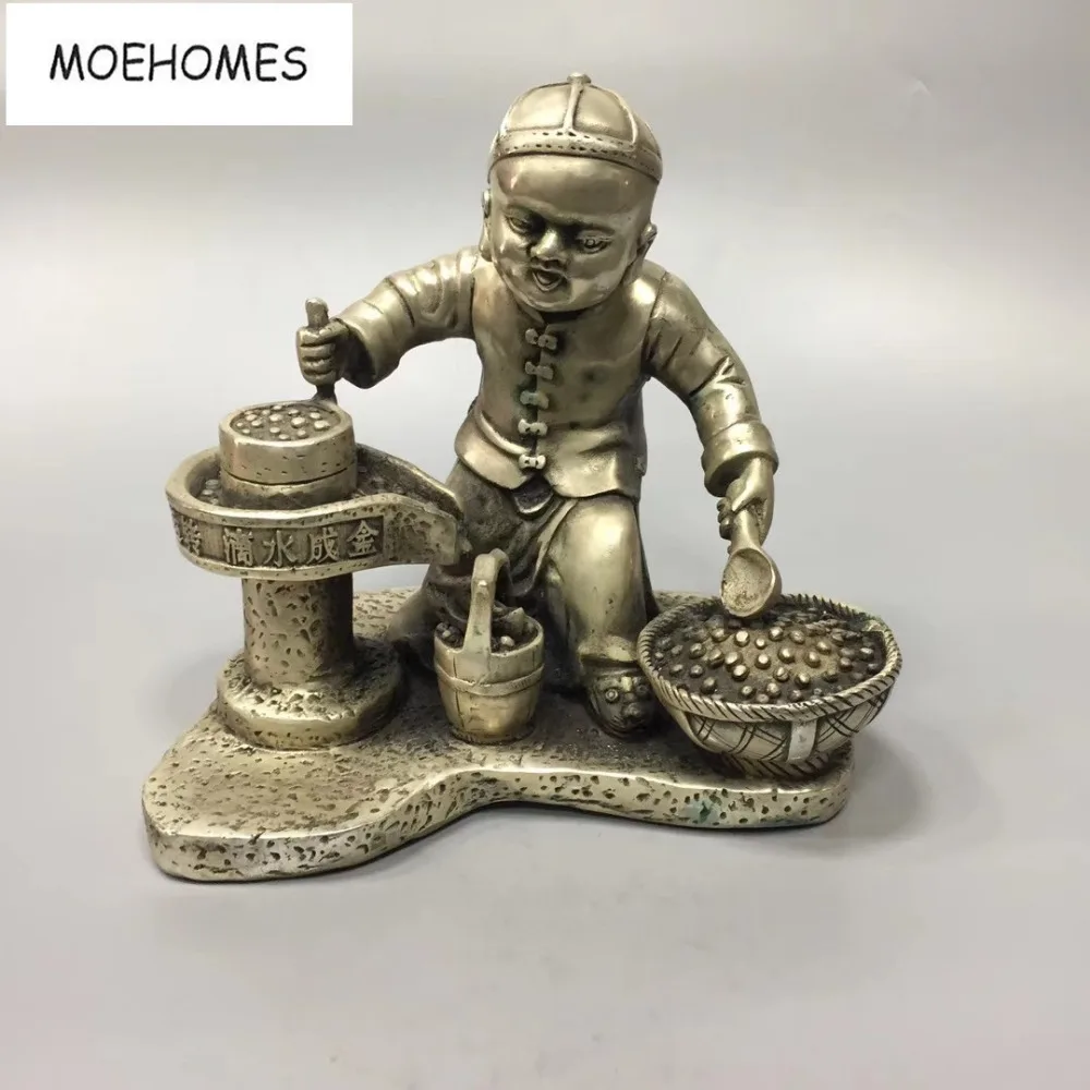 

Moehome Китай тибетское серебро древние приносят удачу и богатство со строгой Металлические ремесла украшение для дома