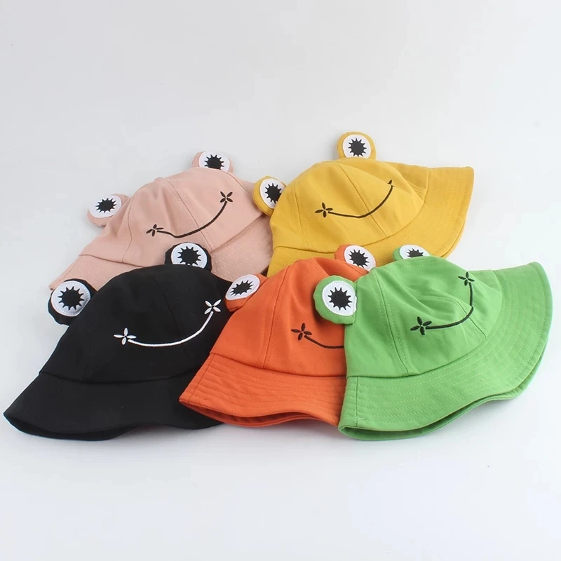 

New Fashion Frog Bucket Hat Panama Fishing Cap Women Summer Outdoor Hiking Beach Sun Fisherman hat Sunscreen Female Sunhat Bob