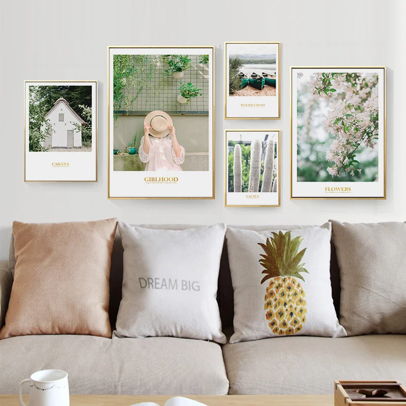 

Tropical Plant Girl Boat Canvas Art Poster Landscape Architecture Printing Nordic Simple Modern Style Decorative Painting