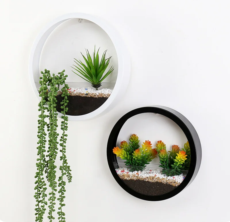 Дешево Современная круглая железная настенная ваза, контейнер для домашней комнаты, подвесная корзина, цветочный горшок, Настенный декор, плантат...