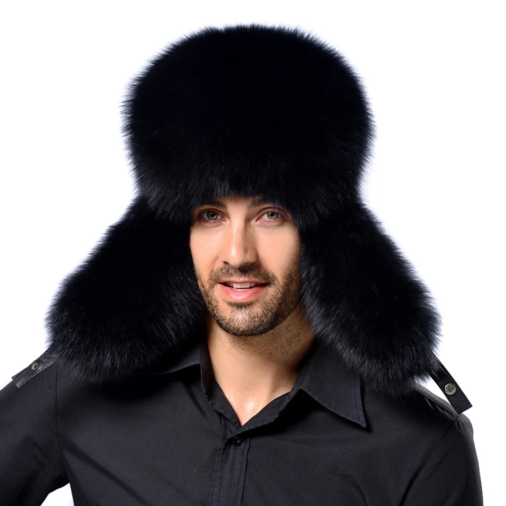 

Winter Imitation Fur Male Locomotive Hat Thick Warm Middle-aged Ear Protection Cold Hat for Men Women H9