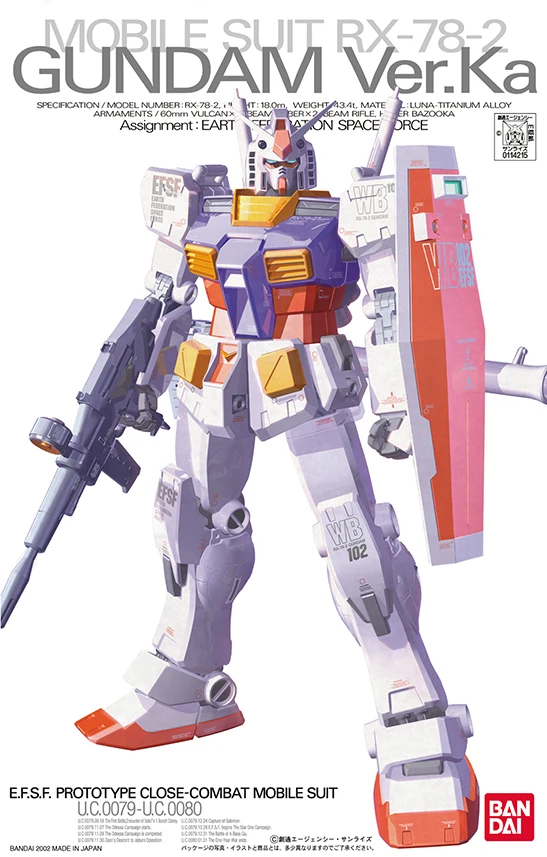 

Bandai MG 1/100 RX-72-2 Gundam Ver.Ka Mobile Suit Assembly Model Anime Figures Favorites Collect Ornaments