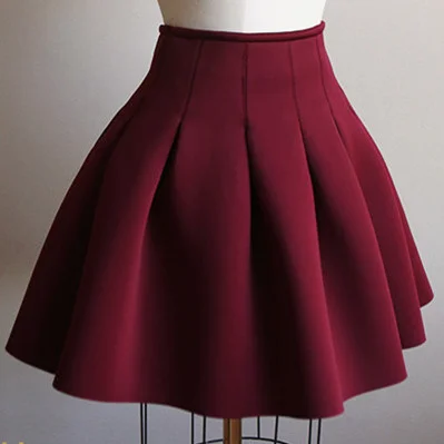 XFPV 2022 Autumn Winter New Arrivals Korean Solid Color Pleated Fluffy A-line Woolen High Waist Short Skirt Female SM956 | Женская